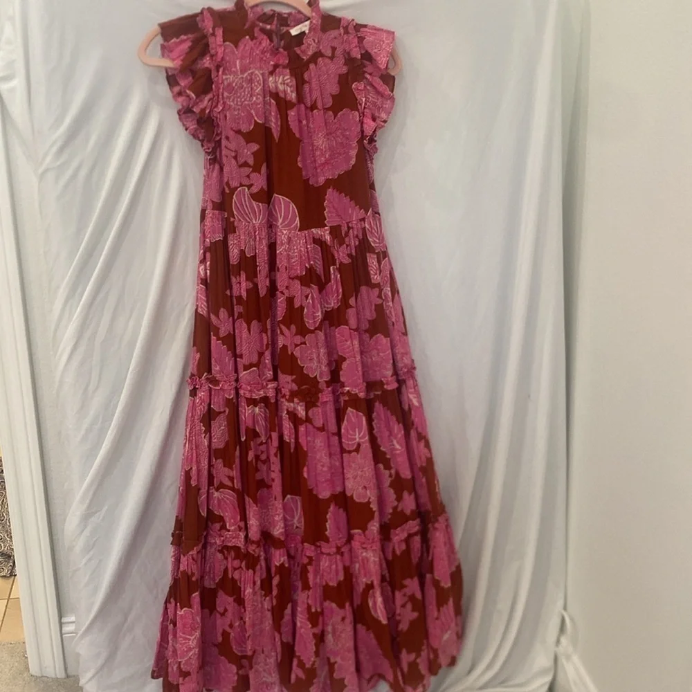 Anthropologie Love the Label tiered pink ruffle pink Dress sz XXS - Picture 6 of 9